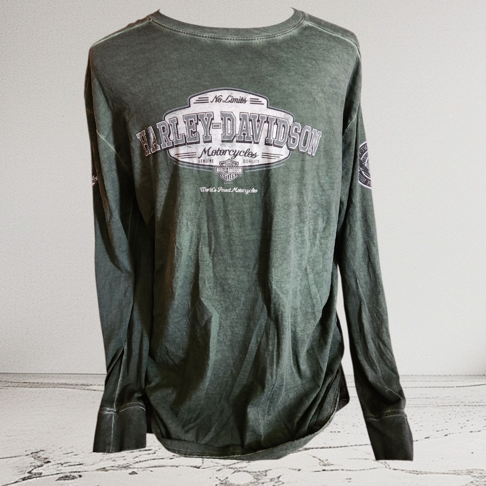 Harley-Davidson Texarkana Olive Long Sleeve Men's Tee- Size 2XL